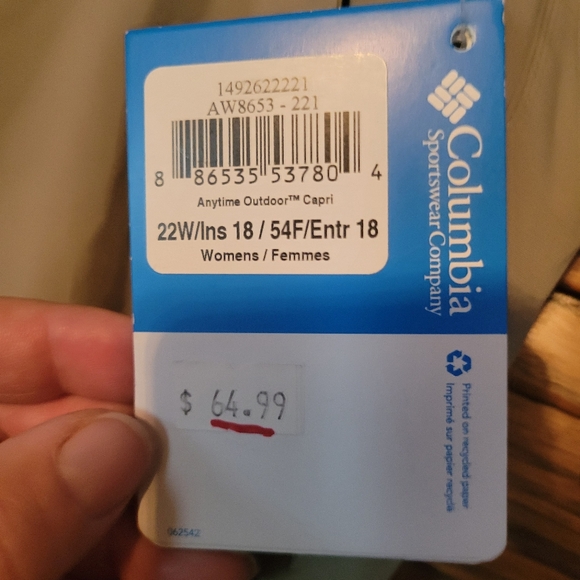 Columbia NWT Anytime Outdoor Capri Womans Size 22 - Picture 3 of 9